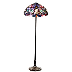 CHLOE Priscilla Tiffany-style 2 Light Victorian Floor Lamp 18&quot Shade in Bronze