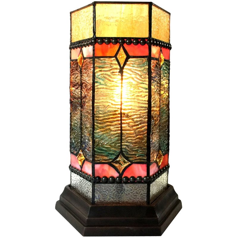 CHLOE Neilson Tiffany-glass Accent Pedestal 1 Light Mission table lamp 14