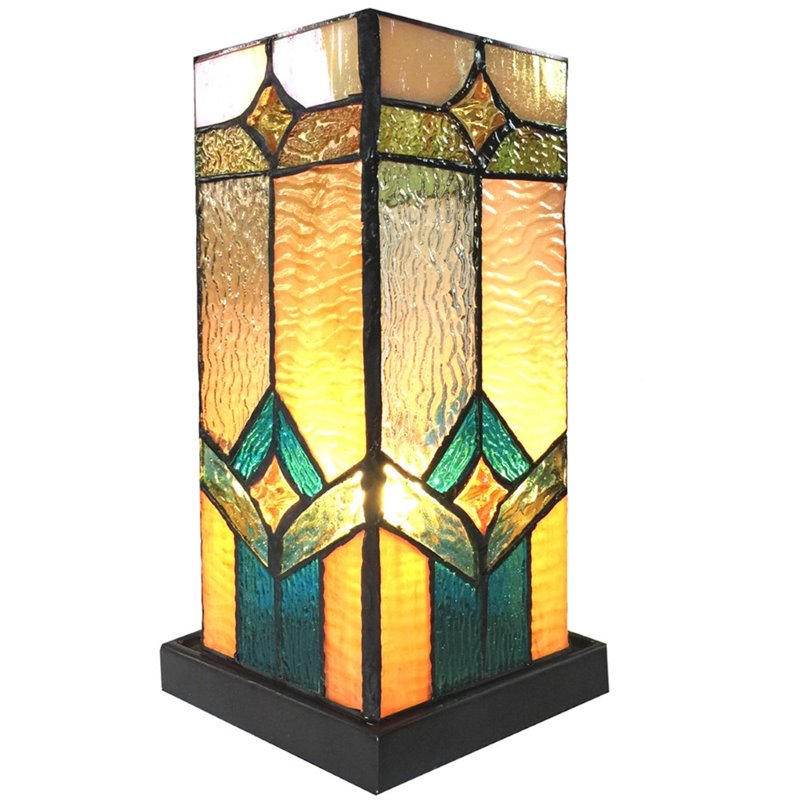 CHLOE Gregory Tiffany-glass Accent Pedestal 1 Light Mission table lamp 11