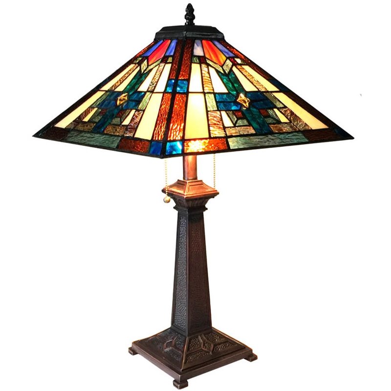 CHLOE Taite Tiffany-style 2 Light Mission Table Lamp 16