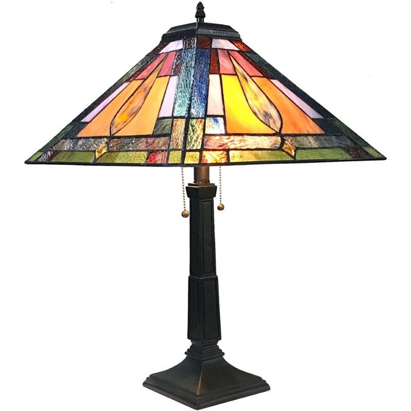 CHLOE Fleming Tiffany-style 2 Light Mission Table Lamp 16