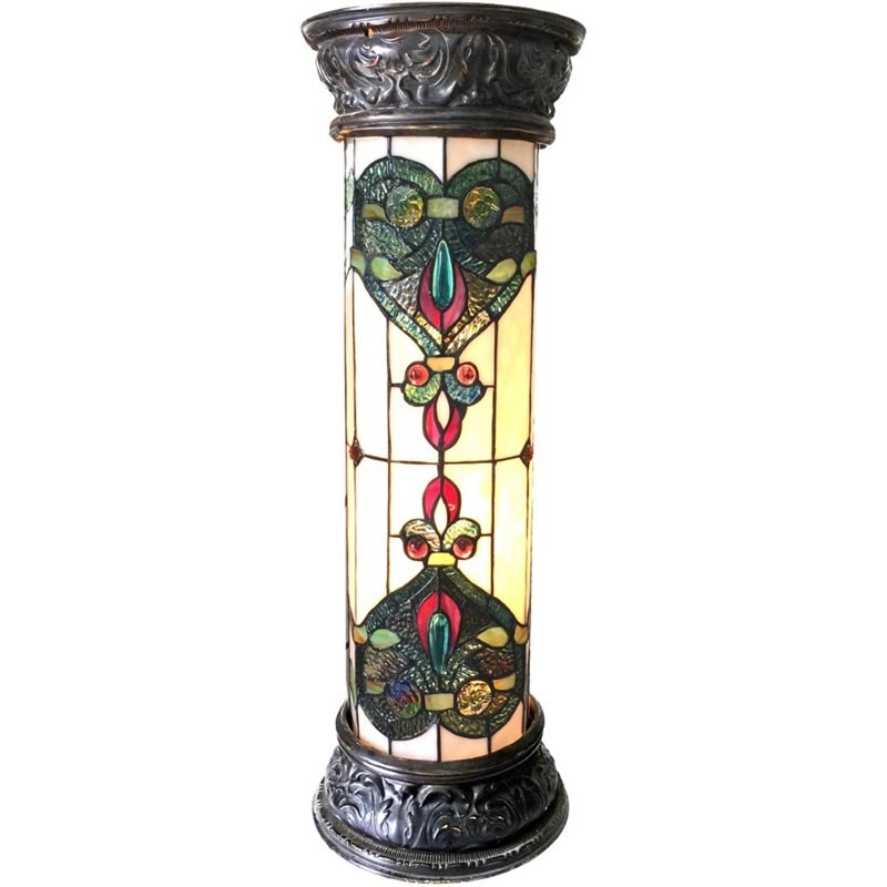 CHLOE Dulce Tiffany-glass 2 Light Victorian Pedestal Light Fixture 30