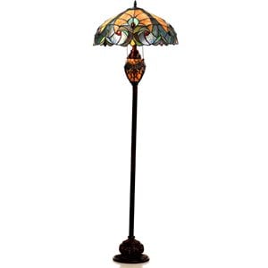CHLOE Liaison Tiffany-style 3 Light Victorian Double Lit Floor Lamp 18&quot Shade