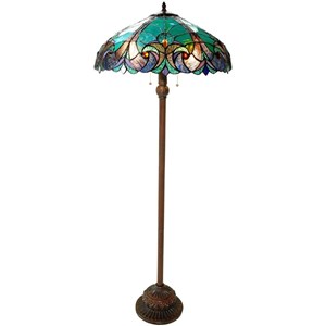 CHLOE Liaison Tiffany-style 2 Light Victorian Floor Lamp 18&quot Shade