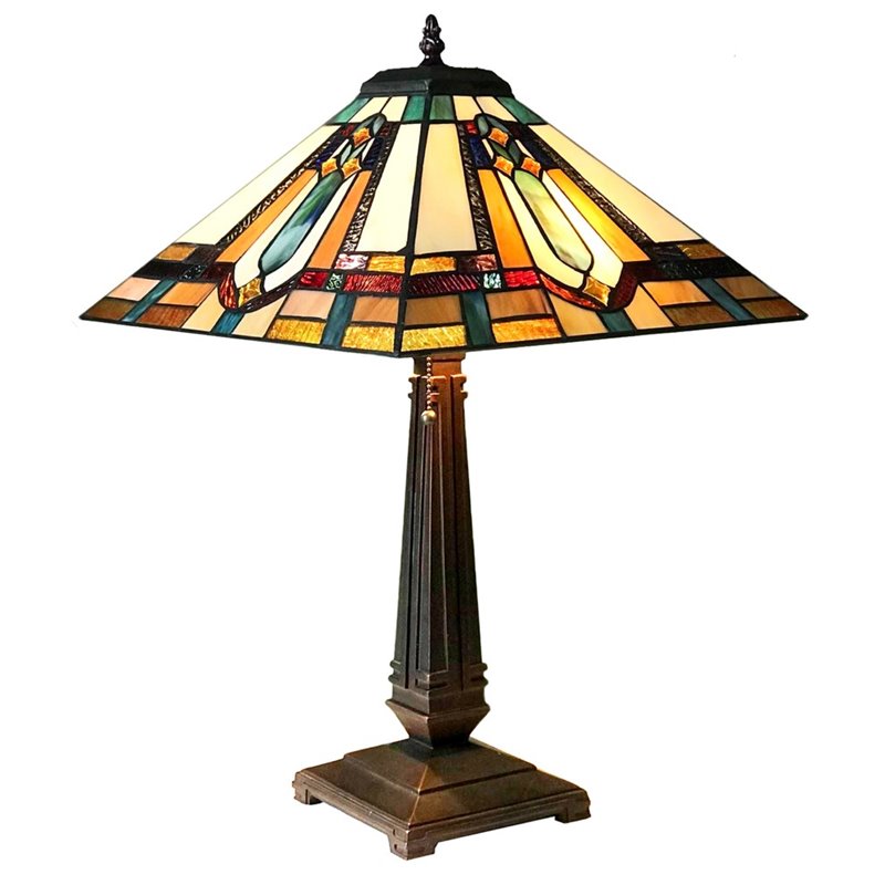 CHLOE Archie Tiffany-Style Mission Stained Glass Table Lamp 24