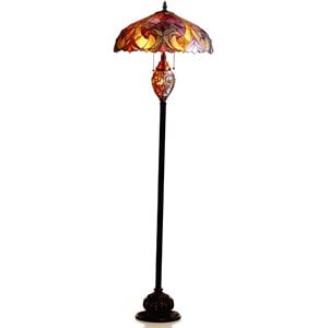 CHLOE Liaison Tiffany-style 3 Light Victorian Double Lit Floor Lamp 18&quot Shade