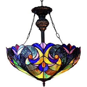 CHLOE Liaison Tiffany-style 2 Light Victorian Inverted Ceiling Pendant 18&quot Shade