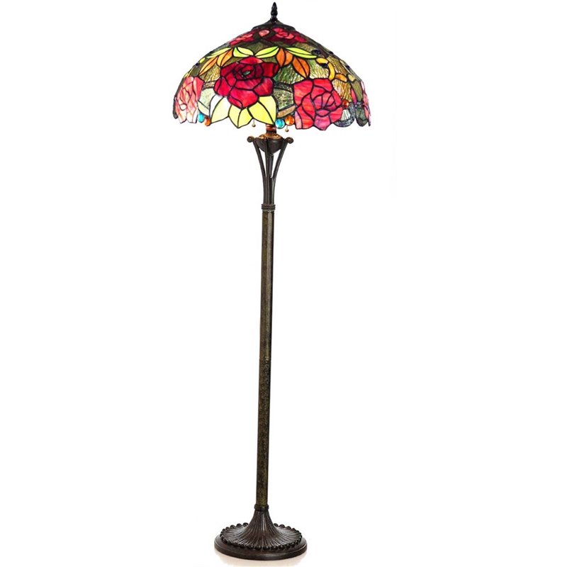 CHLOE Peggy Tiffany-style 2 Light Roses Floor Lamp 18