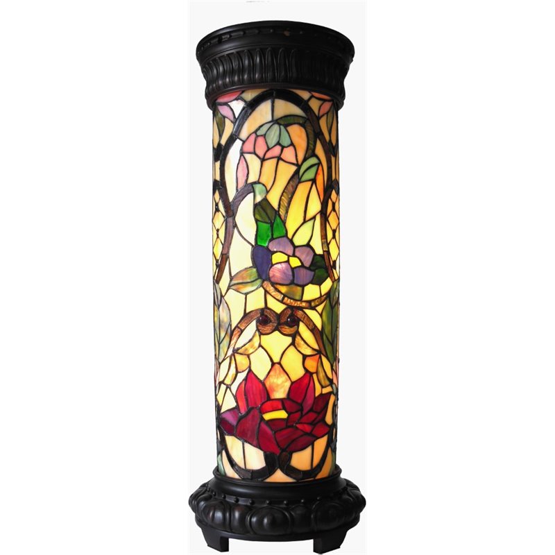 CHLOE Roselle Tiffany-glass 2 Light Floral Pedestal Light Fixture 30