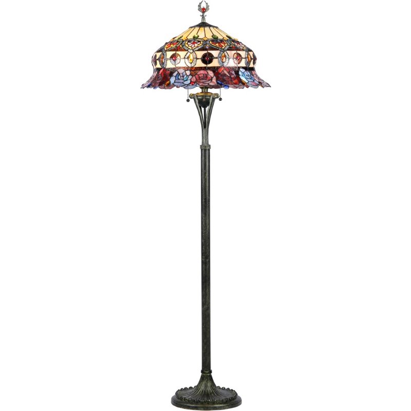 CHLOE 3 Light Tiffany-style Roses Scalloped Floor Lamp 20
