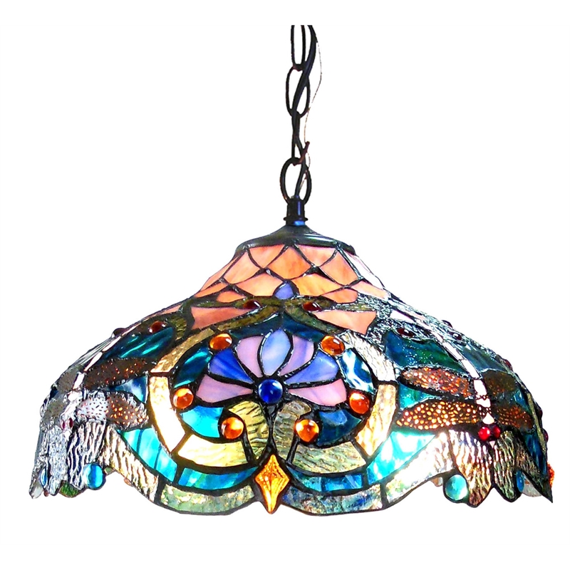 CHLOE Lydia Tiffany-style 2 Light Victorian Ceiling Pendant Fixture 17