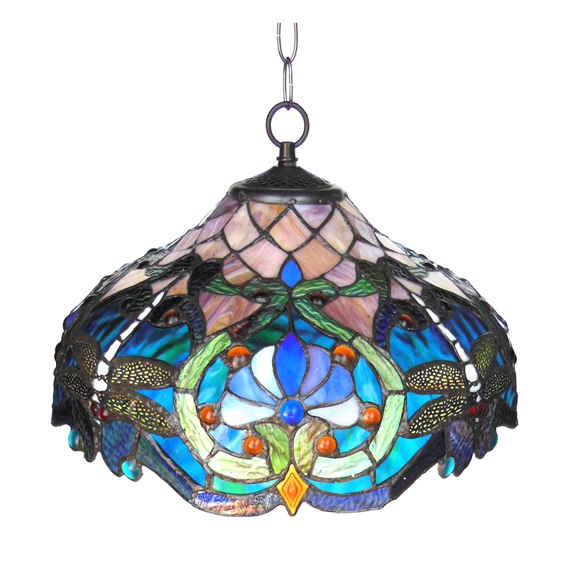 CHLOE Lydia Tiffany-style 2 Light Victorian Ceiling Pendant Fixture 17