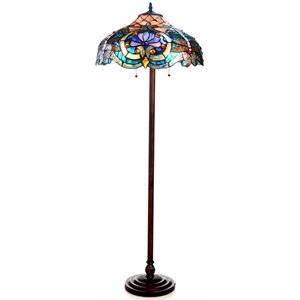 CHLOE Lydia Tiffany-style 2 Light Victorian Floor Lamp 17&quot Shade