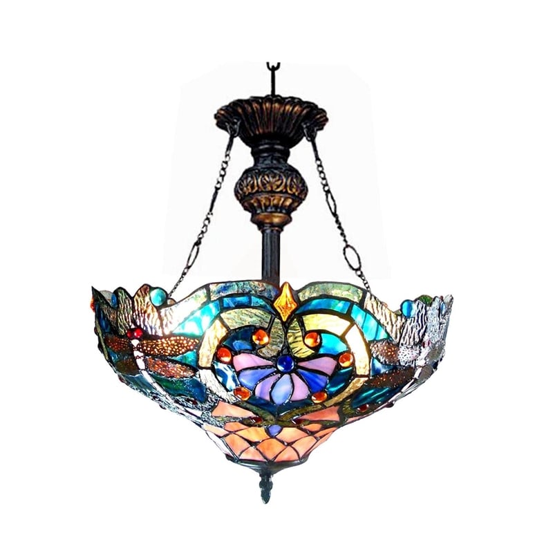 CHLOE Lydia Tiffany 2 Light Victorian Inverted Ceiling Pendant Fixture 17