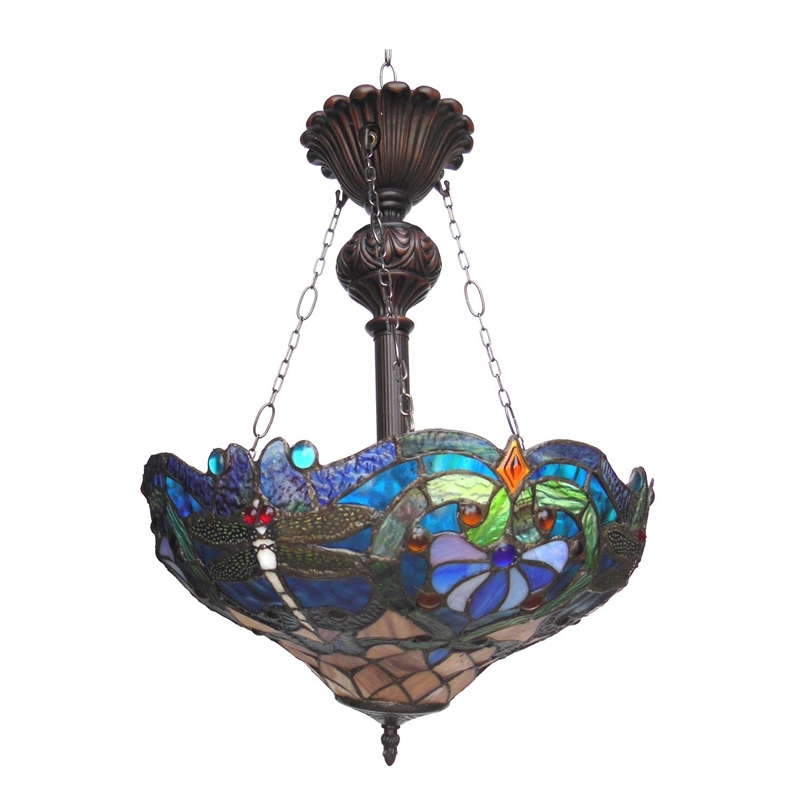 CHLOE Lydia Tiffany 2 Light Victorian Inverted Ceiling Pendant Fixture 17
