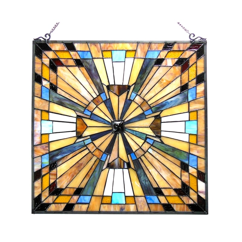 CHLOE Flare Tiffany-glass Mission Square Window Panel 24