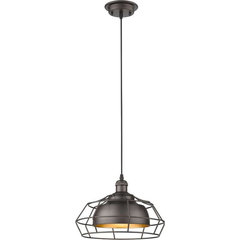 CHLOE Ironclad Industrial 1 Light Rubbed Bronze Ceiling Mini Pendant 12