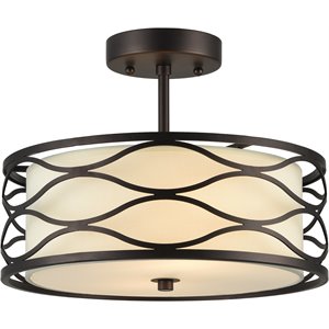 CHLOE Gwen 2 Light Rubbed Bronze Semi-flush Ceiling Fixture 13&quot Wide