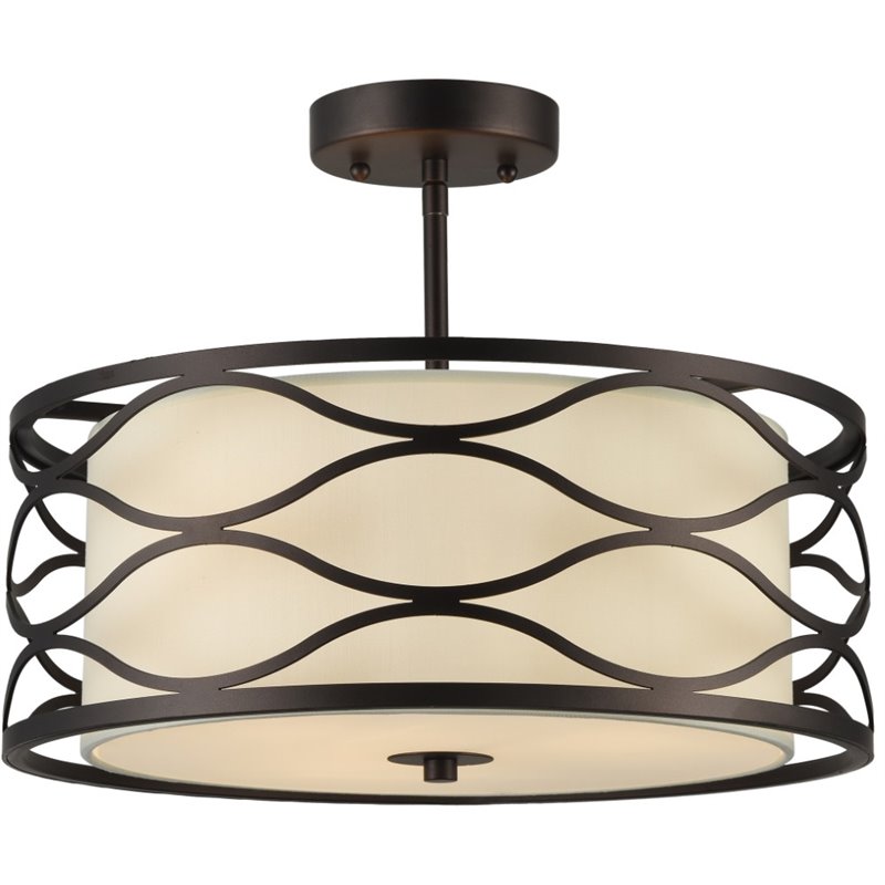 CHLOE Gwen 3 Light Rubbed Bronze Semi-flush Ceiling Fixture 16