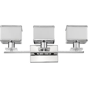 CHLOE Trilluminate 3 Light Chrome White Opal Glass Bath Vanity Wall Fixture 24&quot