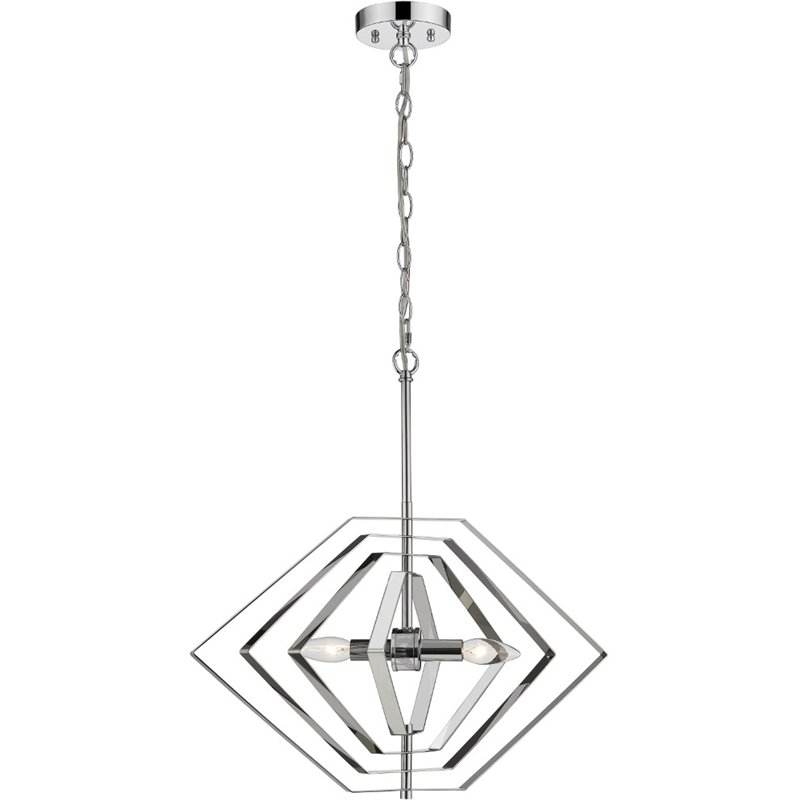 CHLOE Luna Contemporary 2 Light Chrome Ceiling Pendant 20