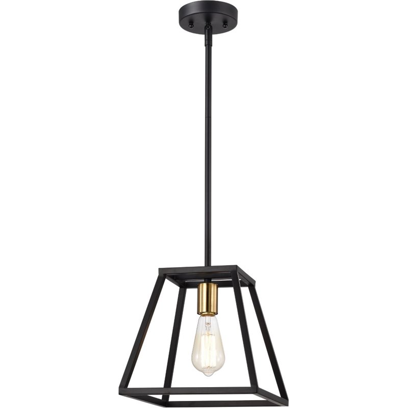 CHLOE Ironclad Industrial 1 Light Black Mini Pendant Ceiling Fixture 10