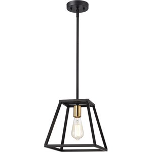 CHLOE Ironclad Industrial 1 Light Black Mini Pendant Ceiling Fixture 10&quot