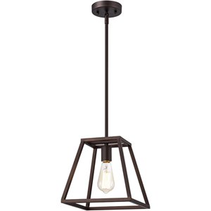 CHLOE Ironclad Industrial 1 Light Bronze Mini Pendant Ceiling Fixture 10&quot