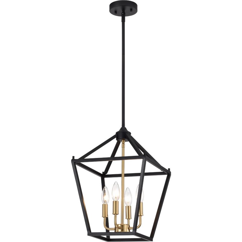 CHLOE Ironclad Industrial 4 Light Black Inverted Pendant Ceiling Fixture 12