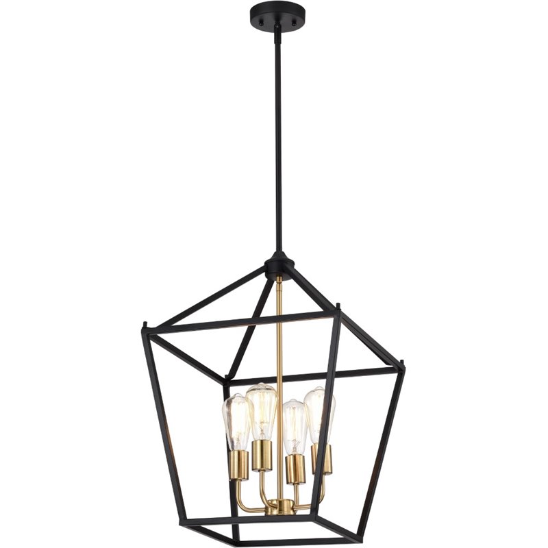 CHLOE Ironclad Industrial 4 Light Black Inverted Pendant Ceiling Fixture 16