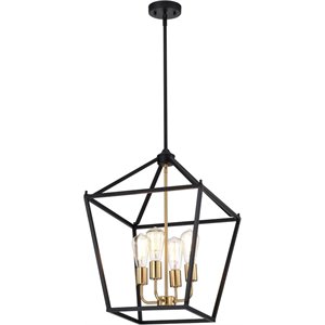 CHLOE Ironclad Industrial 4 Light Black Inverted Pendant Ceiling Fixture 16&quot