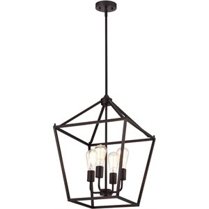 CHLOE Ironclad Industrial 4 Light Bronze Inverted Pendant Ceiling Fixture 16&quot