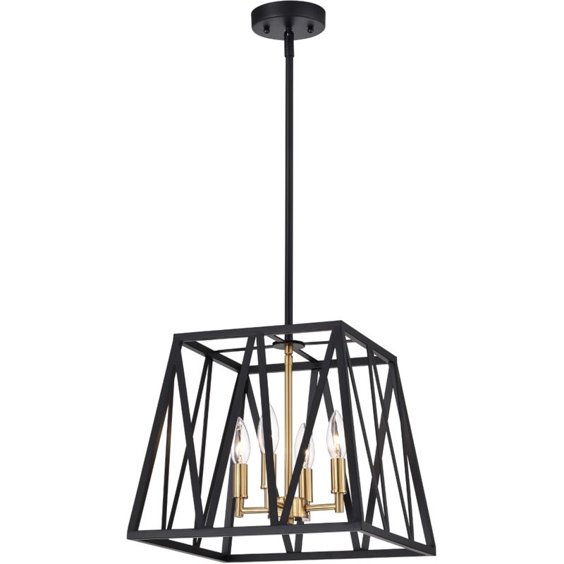 CHLOE Ironclad Industrial 4 Light Black Inverted Pendant Ceiling Fixture 14