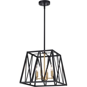 CHLOE Ironclad Industrial 4 Light Black Inverted Pendant Ceiling Fixture 14&quot