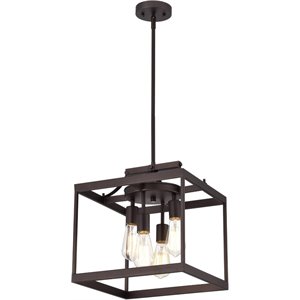 CHLOE Ironclad Industrial 4 Light Bronze Large Pendant Ceiling Fixture15&quot