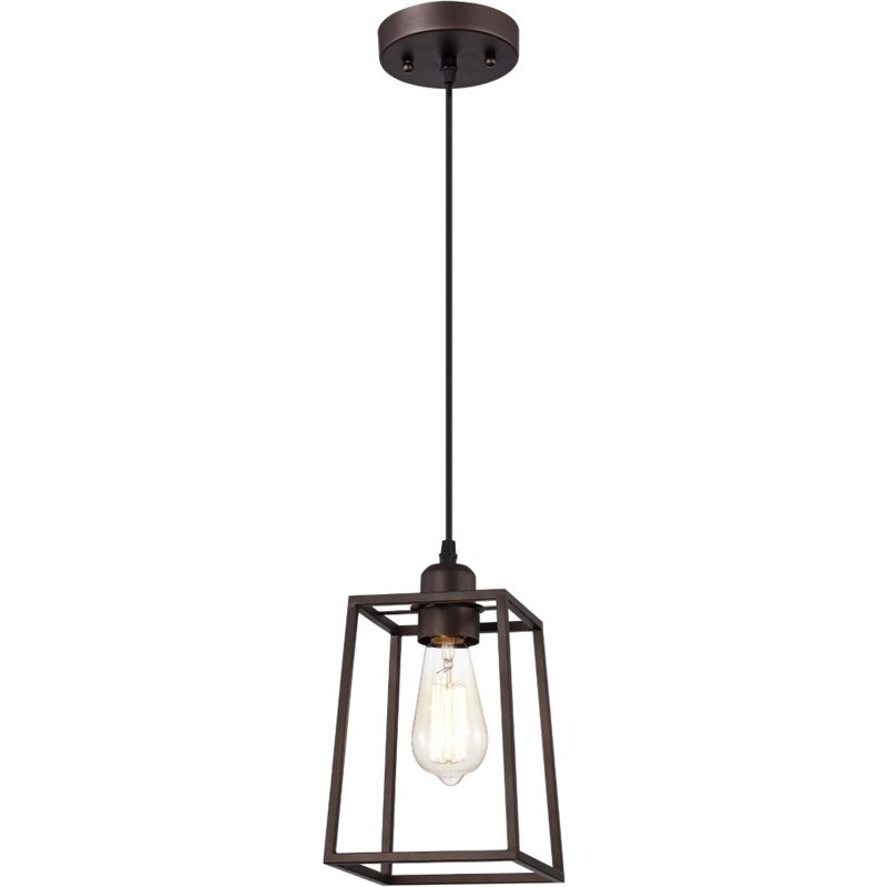 CHLOE Ironclad Industrial 1 Light Bronze Mini Pendant Ceiling Fixture 6