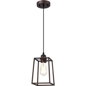 CHLOE Ironclad Industrial 1 Light Bronze Mini Pendant Ceiling Fixture 6&quot