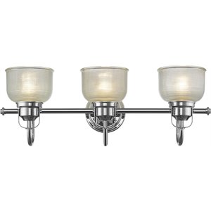 CHLOE Lucie Industrial 3 Light Chrome Bath Vanity Wall Fixture Clear Glass 25&quot