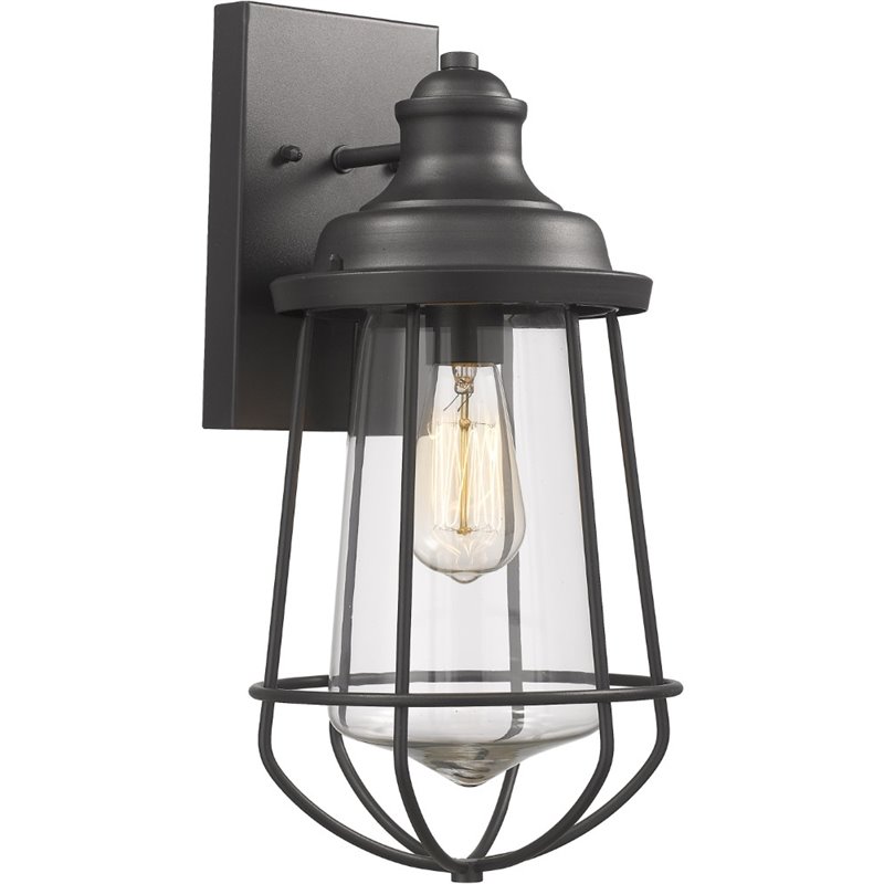 CHLOE Lucas Industrial 1 Light Black Outdoor/Indoor Wall Sconce 16