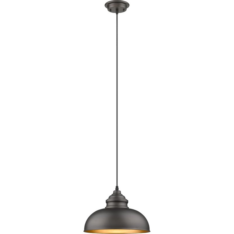 CHLOE Ironclad Industrial 1 Light Rubbed Bronze Ceiling Mini Pendant 12