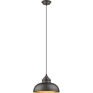 CHLOE Ironclad Industrial 1 Light Rubbed Bronze Ceiling Mini Pendant 12&quot Wide