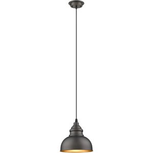 CHLOE Ironclad Industrial 1 Light Rubbed Bronze Ceiling Mini Pendant 8&quot Wide