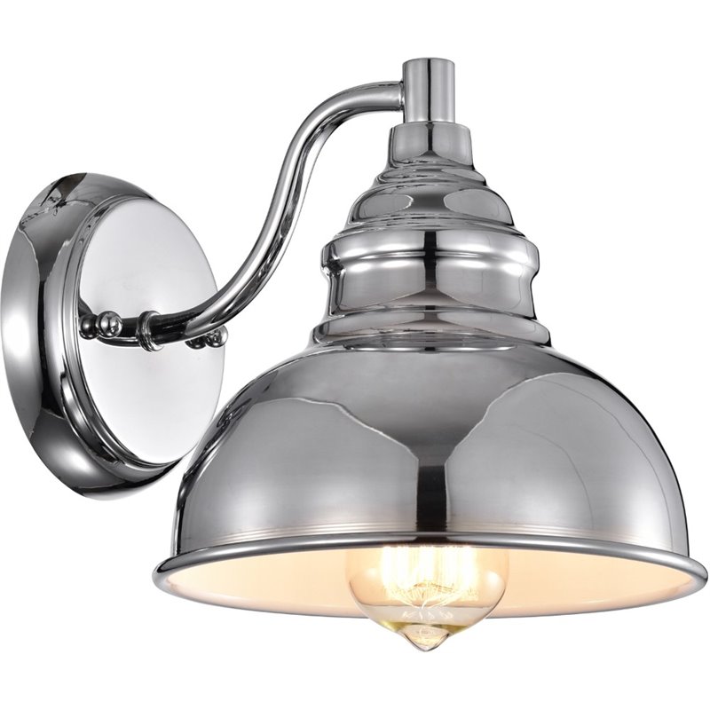 CHLOE Ironclad Industrial 1 Light Chrome Indoor Wall Sconce 8