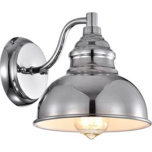 CHLOE Ironclad Industrial 1 Light Chrome Indoor Wall Sconce 8&quot Wide