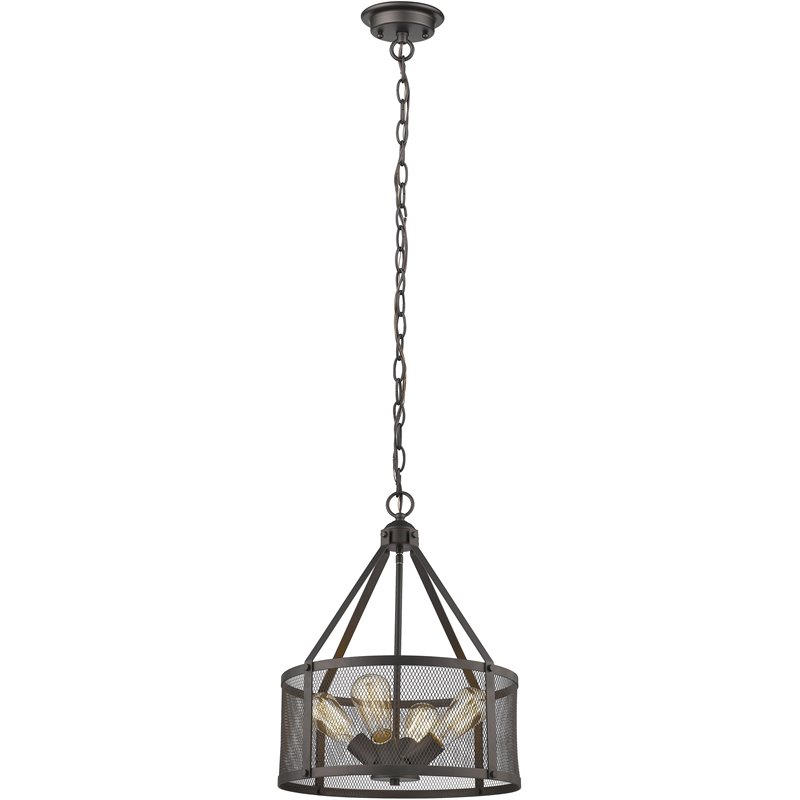 CHLOE Ironclad Industrial-style 4 Light Rubbed Bronze Ceiling Pendant 16