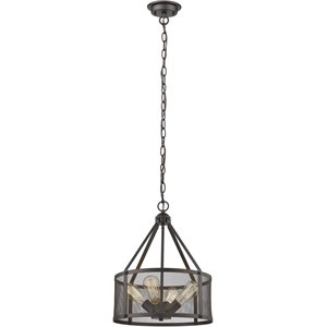 CHLOE Ironclad Industrial-style 4 Light Rubbed Bronze Ceiling Pendant 16&quot Wide