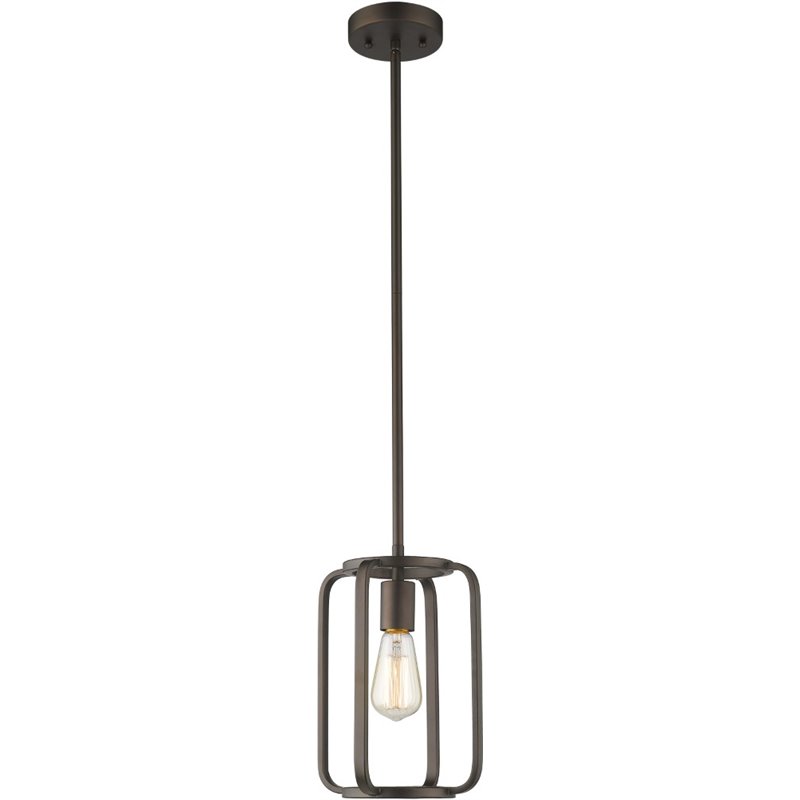 CHLOE Ironclad Industrial 1 Light Rubbed Bronze Mini Ceiling Pendant 8