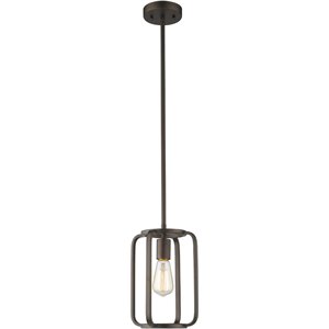 CHLOE Ironclad Industrial 1 Light Rubbed Bronze Mini Ceiling Pendant 8&quot Wide