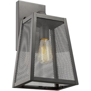 CHLOE Emerson Industrial 1 Light Textured Black Outdoor Wall Sconce 15&quot Tall