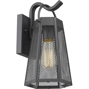 CHLOE Harper Industrial 1 Light Textured Black Outdoor Wall Sconce 12&quot Tall